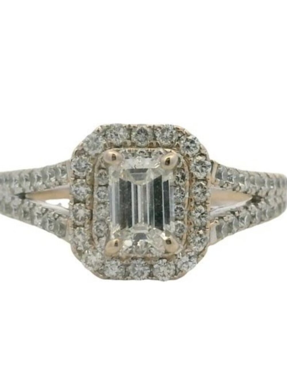 Vera Wang Love 14kt White Gold 1 1/3 Diamond Emerald Cut Engagement Ring Sz 7.5